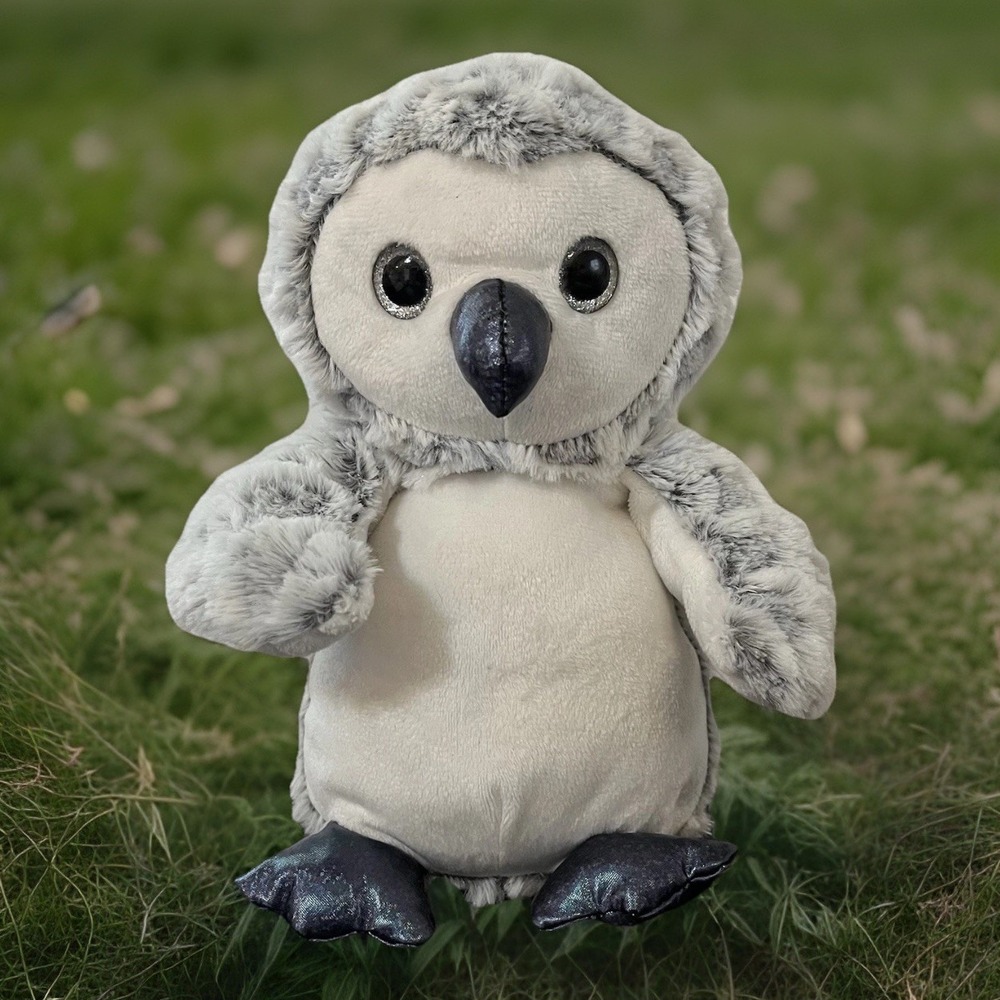 Homerbest OWL Plush Stuffed Animal Sparkly Feet Beak 9" Silver Glitter Eyes